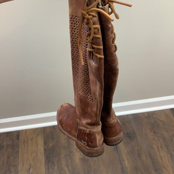 Bed Stu Cambridge Tan Driftwood Leather Knee High Boots Distressed - Picture 9 of 12